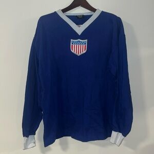 Vintage Toffs American USA Patriotic V-Neck Long Sleeve 100% Cotton Embroidered